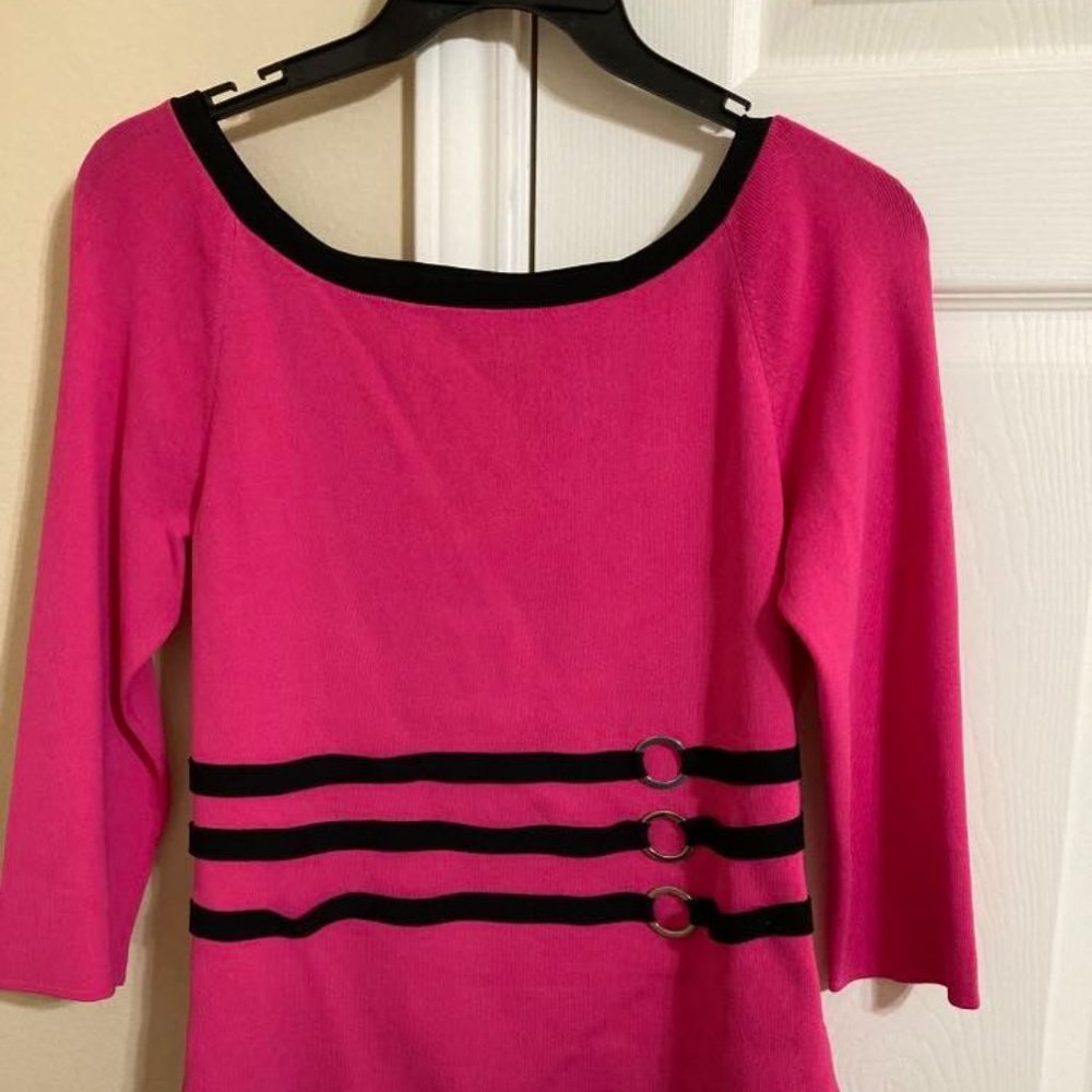 Hot Pink with Black Accent Knit Top